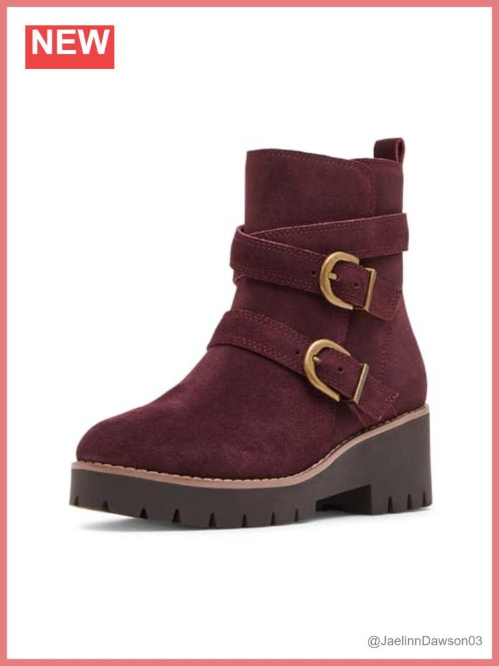 Waterproof Suede Ankle Bootie with Memory Foam Insole and Buckle Closure